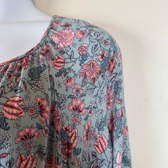 Knox Rose 1X Plus Size Peasant Floral EUC Midi Dress Boho 100% Rayon Tiered - Picture 6 of 12